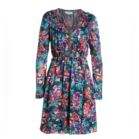 Jason Wu Dresses & Skirts - JASON WU Dress Motion Floral Silk Trim A-Line Multicolor Large Burnout Fabric